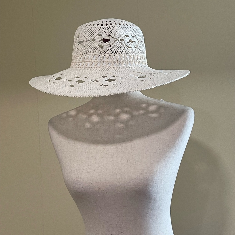 Women’s Lei Crochet Straw Sun Hat Natural Beach Vacation Summer One Size - Picture 3 of 7